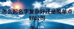 怎么起名字复杂好还是简单点好公司
