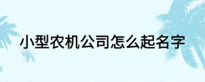 小型农机公司怎么起名字