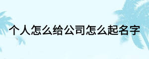 个人怎么给公司怎么起名字