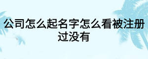 公司怎么起名字怎么看被注册过没有