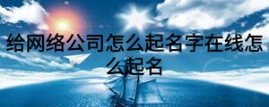 给网络公司怎么起名字在线怎么起名