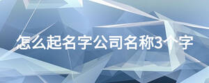 怎么起名字公司名称3个字