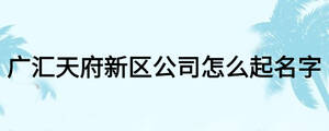 广汇天府新区公司怎么起名字