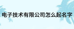 电子技术有限公司怎么起名字