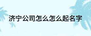 济宁公司怎么怎么起名字