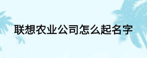 联想农业公司怎么起名字