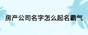 房产公司名字怎么起名霸气