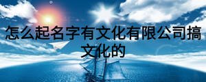 怎么起名字有文化有限公司搞文化的