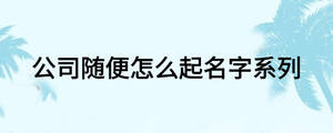 公司随便怎么起名字系列