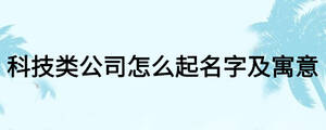 科技类公司怎么起名字及寓意