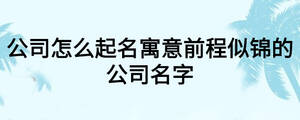 公司怎么起名寓意前程似锦的公司名字