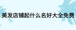 美发店铺起什么名好大全免费