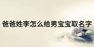 爸爸姓李怎么给男宝宝取名字