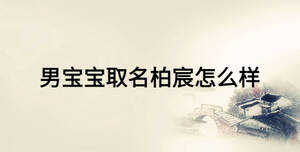 男宝宝取名柏宸怎么样