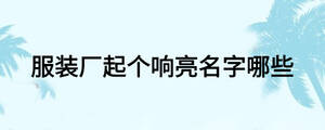 服装厂起个响亮名字哪些