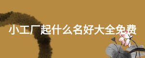 小工厂起什么名好大全免费