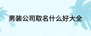 男装公司取名什么好大全