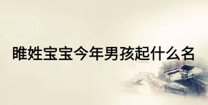睢姓宝宝今年男孩起什么名