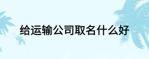 给运输公司取名什么好
