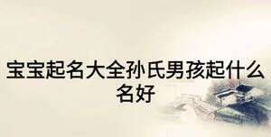 宝宝起名大全孙氏男孩起什么名好