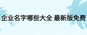 企业名字哪些大全 最新版免费