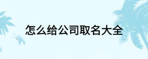 怎么给公司取名大全