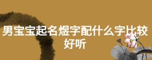 男宝宝起名煜字配什么字比较好听