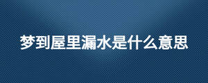 梦到屋里漏水是什么意思