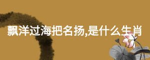 飘洋过海把名扬,是什么生肖