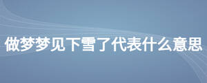 做梦梦见下雪了代表什么意思