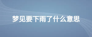 梦见要下雨了什么意思
