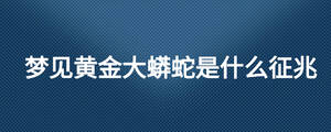 梦见黄金大蟒蛇是什么征兆
