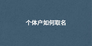 个体户如何取名