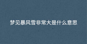 梦见暴风雪非常大是什么意思